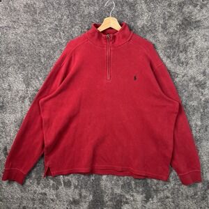 Vintage Polo Ralph Lauren Sweatshirt Men's XL Red 1/4 Zip‎ Pullover 90s